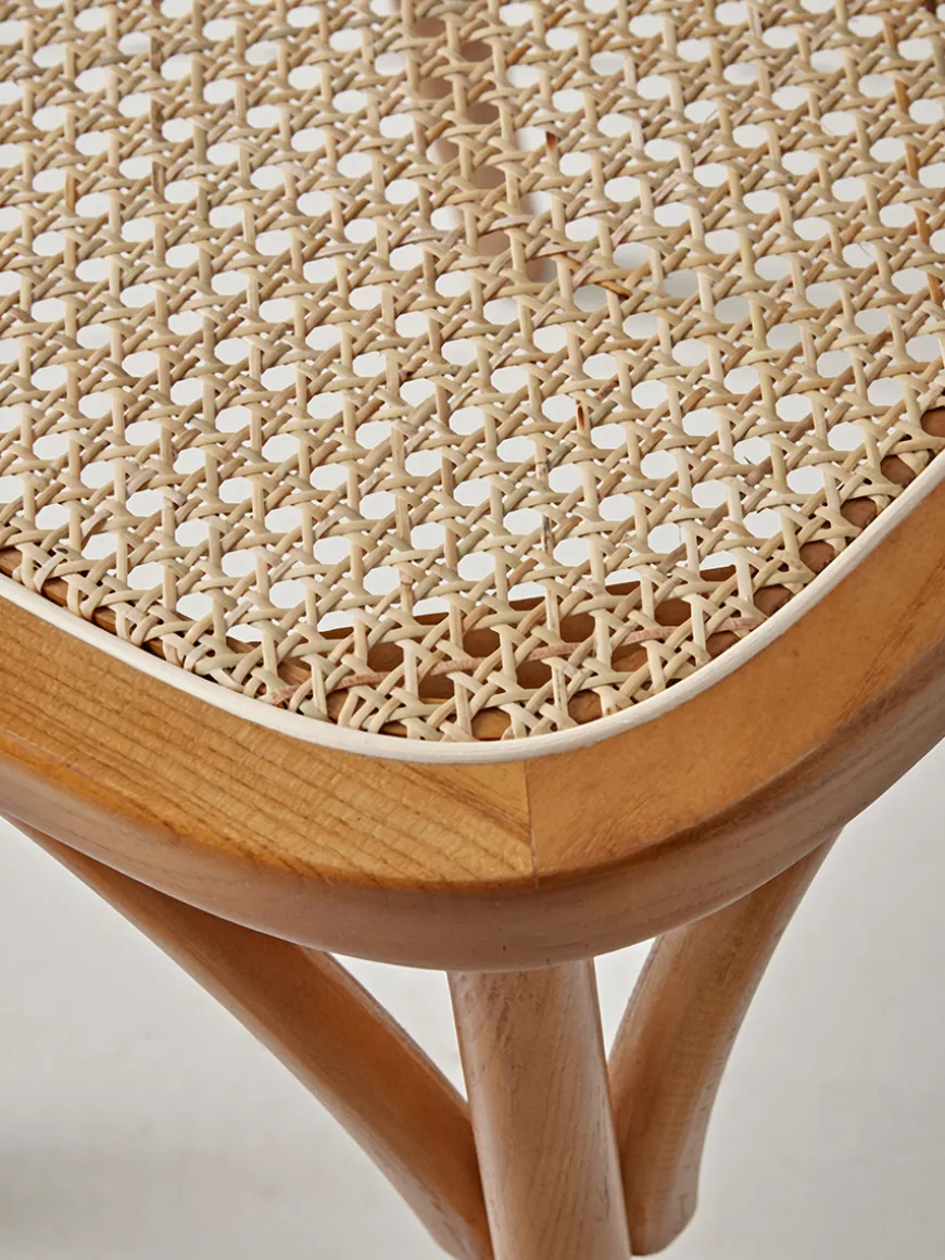 Two Cane Webbing Dining Chairs - Natural