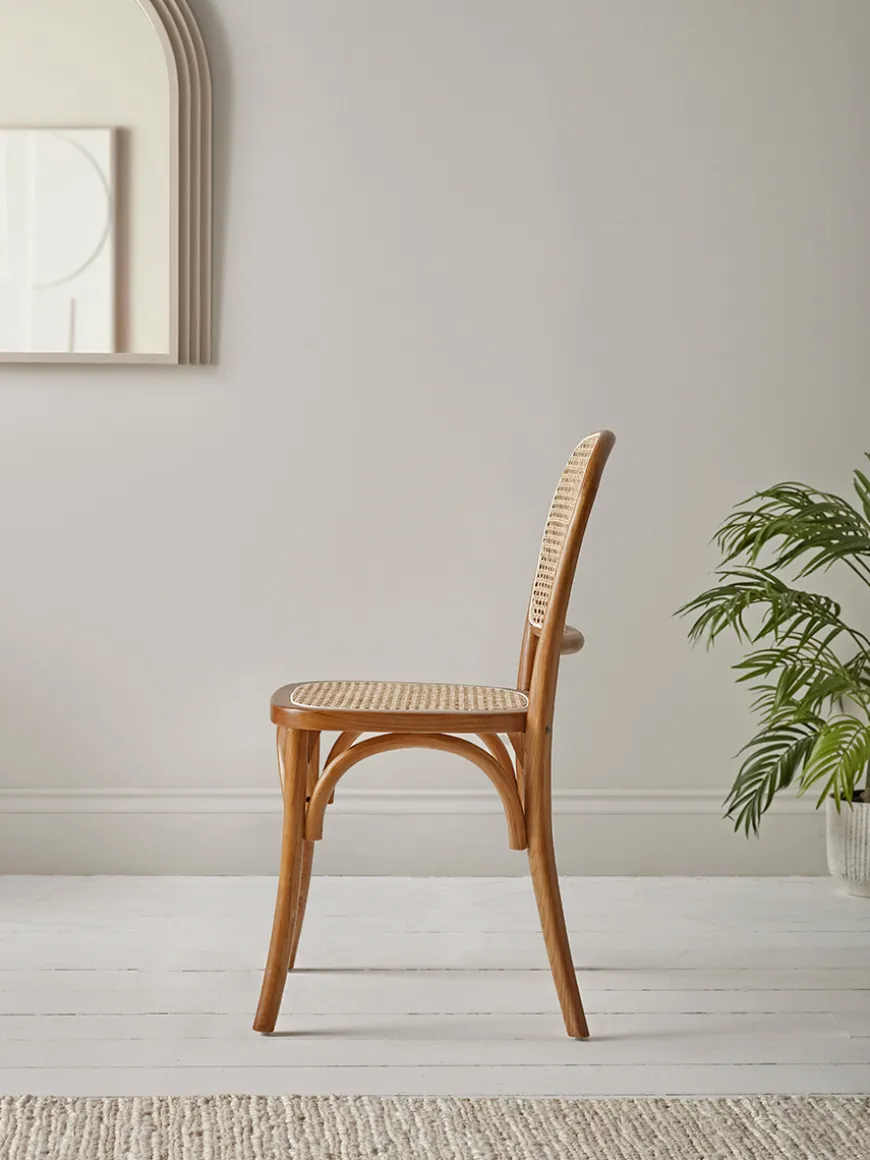 Two Cane Webbing Dining Chairs - Natural