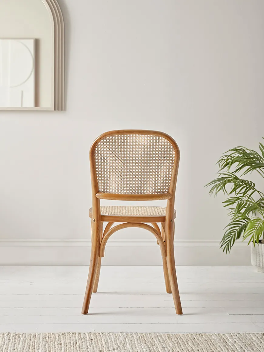 Two Cane Webbing Dining Chairs - Natural