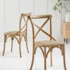 Two Cross Back Dining Chairs - Natural