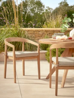 Two Curved Back Acacia Dining Chairs