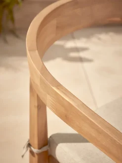 Two Curved Back Acacia Dining Chairs