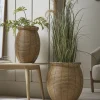 Two Curved Faux Rattan Planters