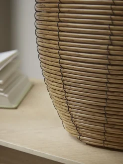 Two Curved Faux Rattan Planters