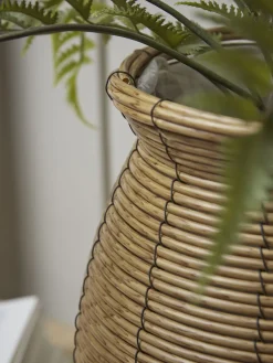 Two Curved Faux Rattan Planters