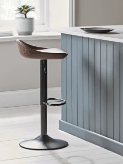 Two Faux Leather Counter Stools - Brown