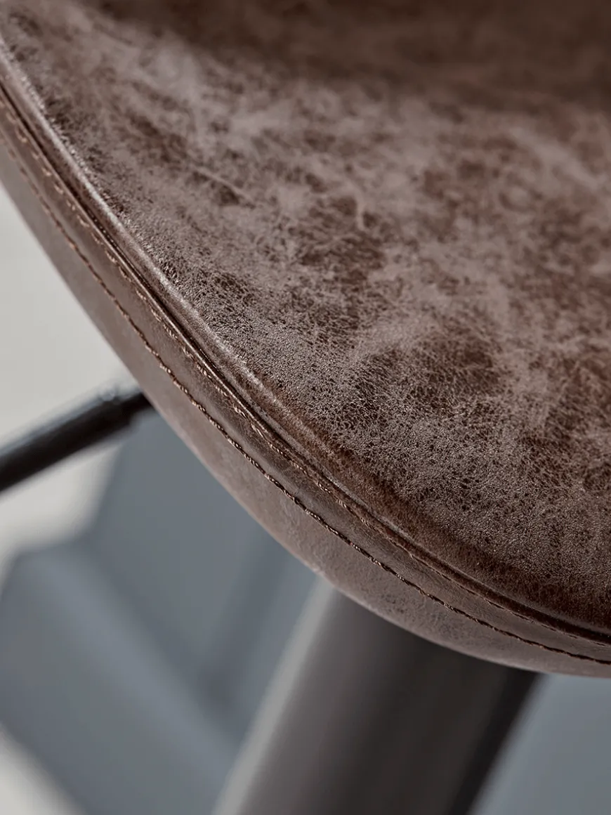 Two Faux Leather Counter Stools - Brown