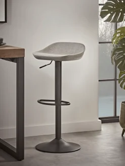 Two Faux Leather Counter Stools - Grey