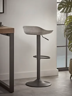 Two Faux Leather Counter Stools - Grey