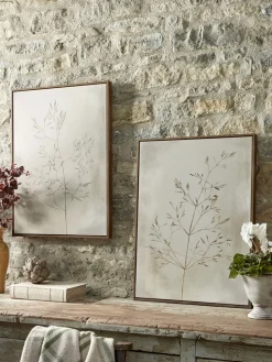Two Framed Grass Seed Canvases