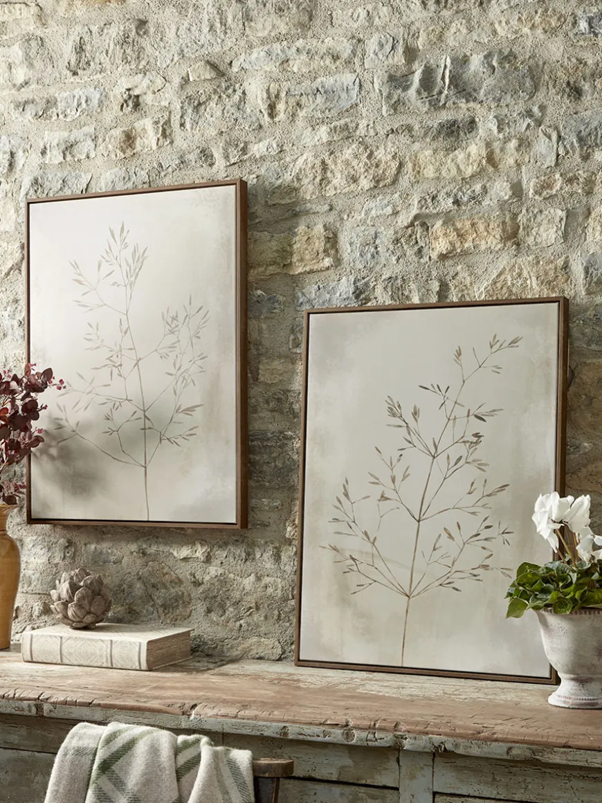 Two Framed Grass Seed Canvases