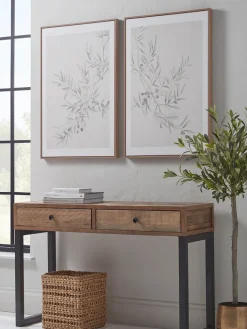 Two Framed Olive Canvases