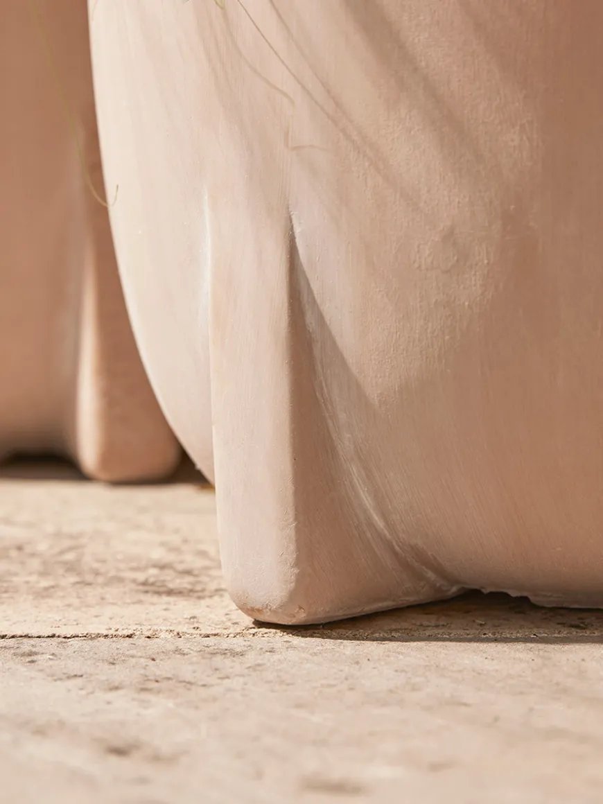 Two Handmade Footed Planters - Warm Sand