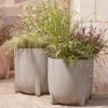 Two Handmade Footed Planters - Grey