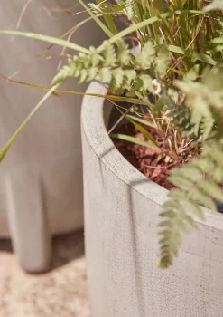 Two Handmade Footed Planters - Grey