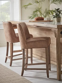 Two Leather Counter Stools