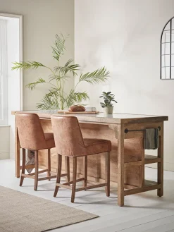 Two Leather Counter Stools