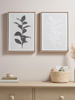 Two Monochrome Leaf Canvases