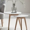 Two Oak & Marble Nested Tables