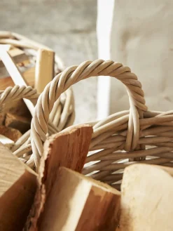 Two Rattan Log Baskets - Round
