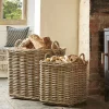 Two Rattan Log Baskets - Square