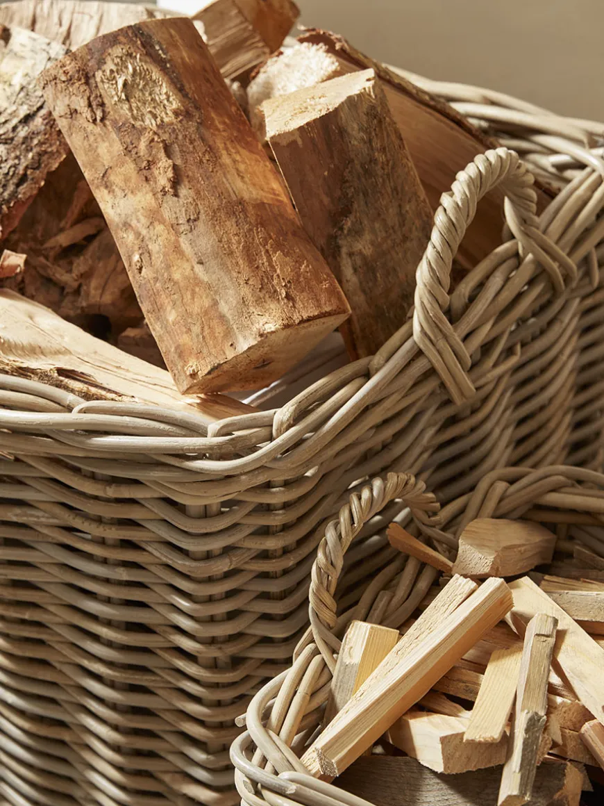 Two Rattan Log Baskets - Square