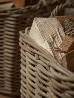 Two Square Wicker Log Baskets
