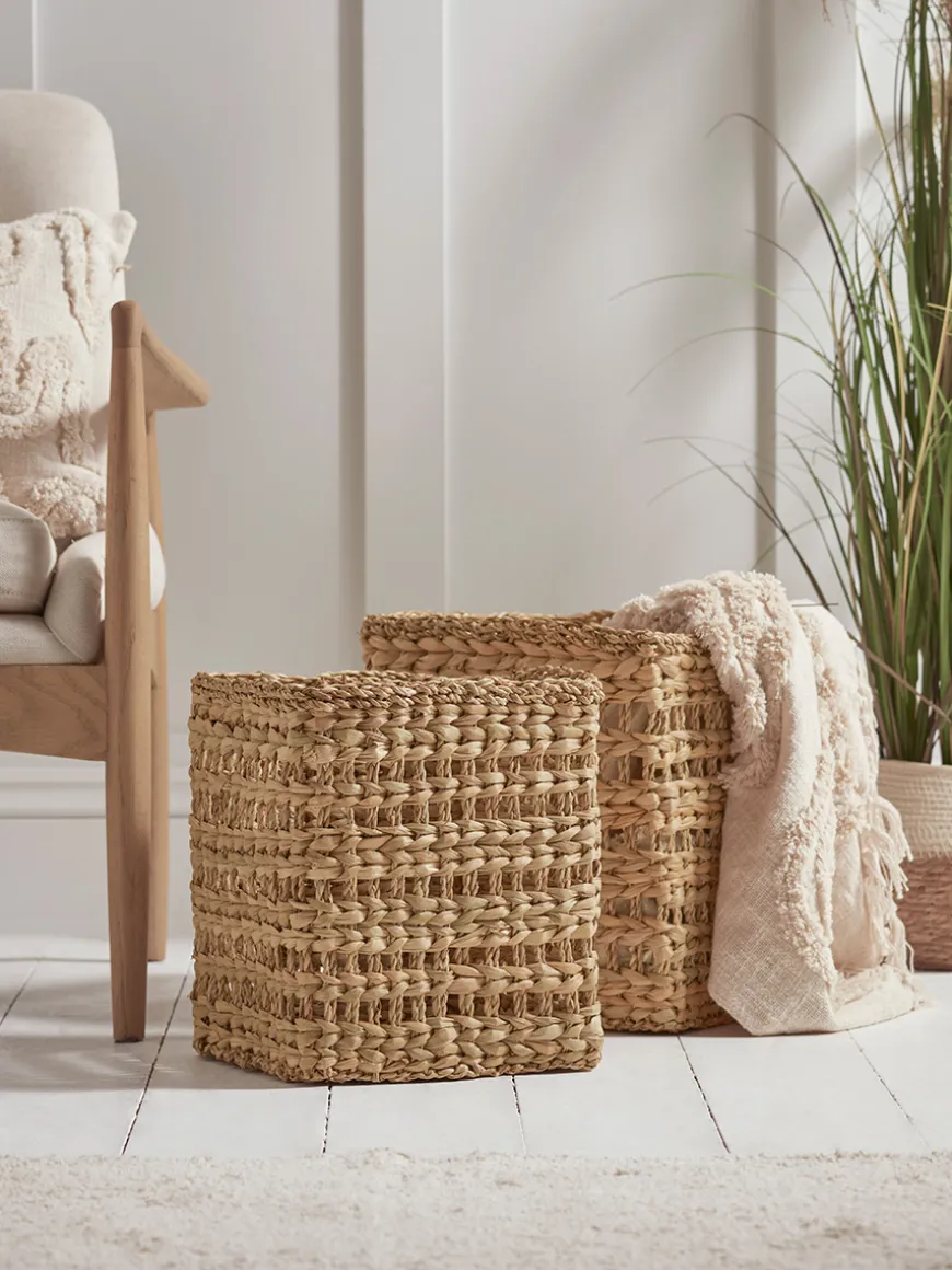 Two Square Woven Baskets