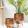 Two Textured Standing Planters - Antique Bronze