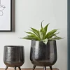 Two Textured Standing Planters - Black
