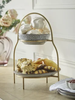Two Tiered Cake Stand - Brass
