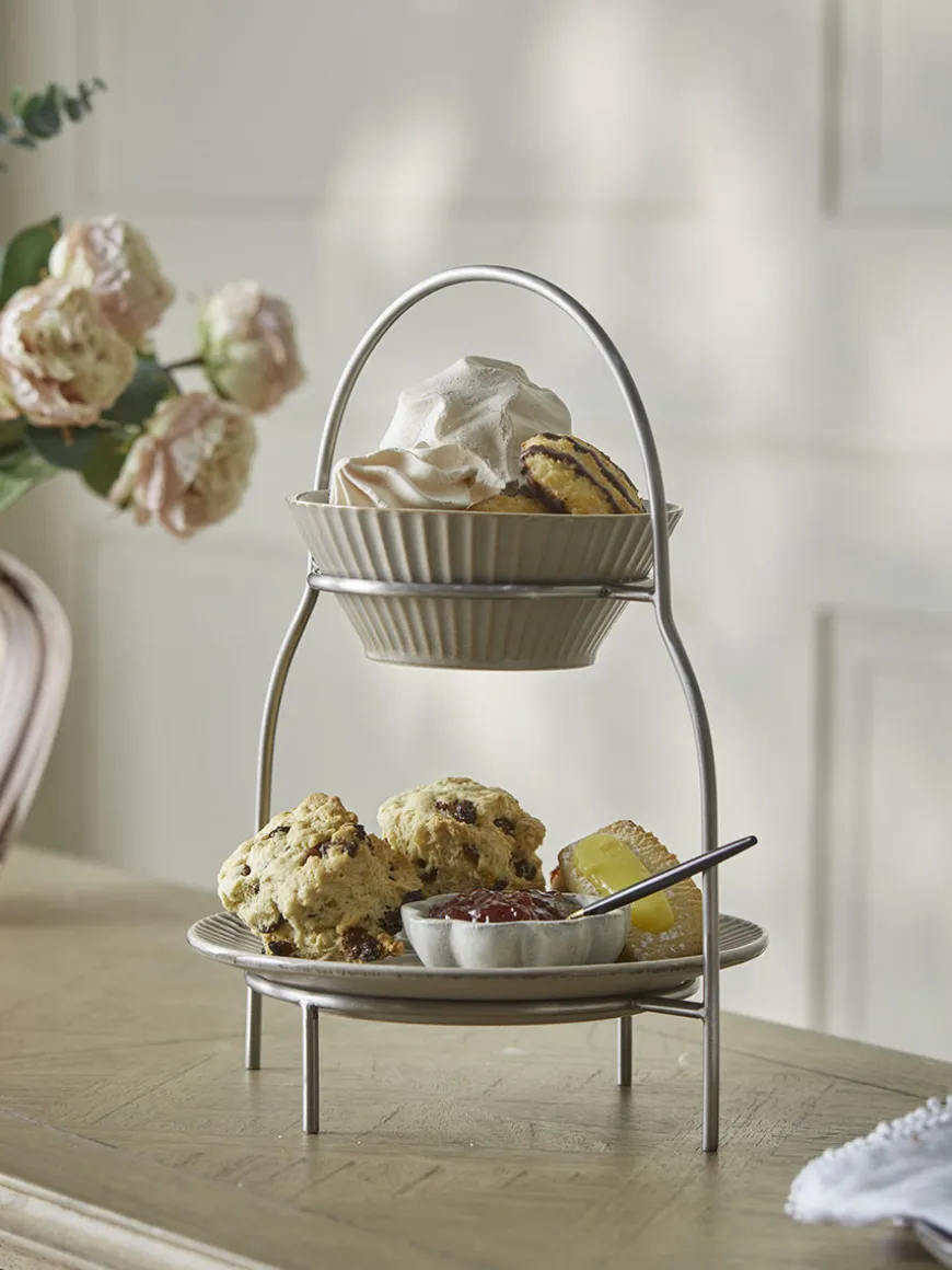 Two Tiered Cake Stand - Nickel