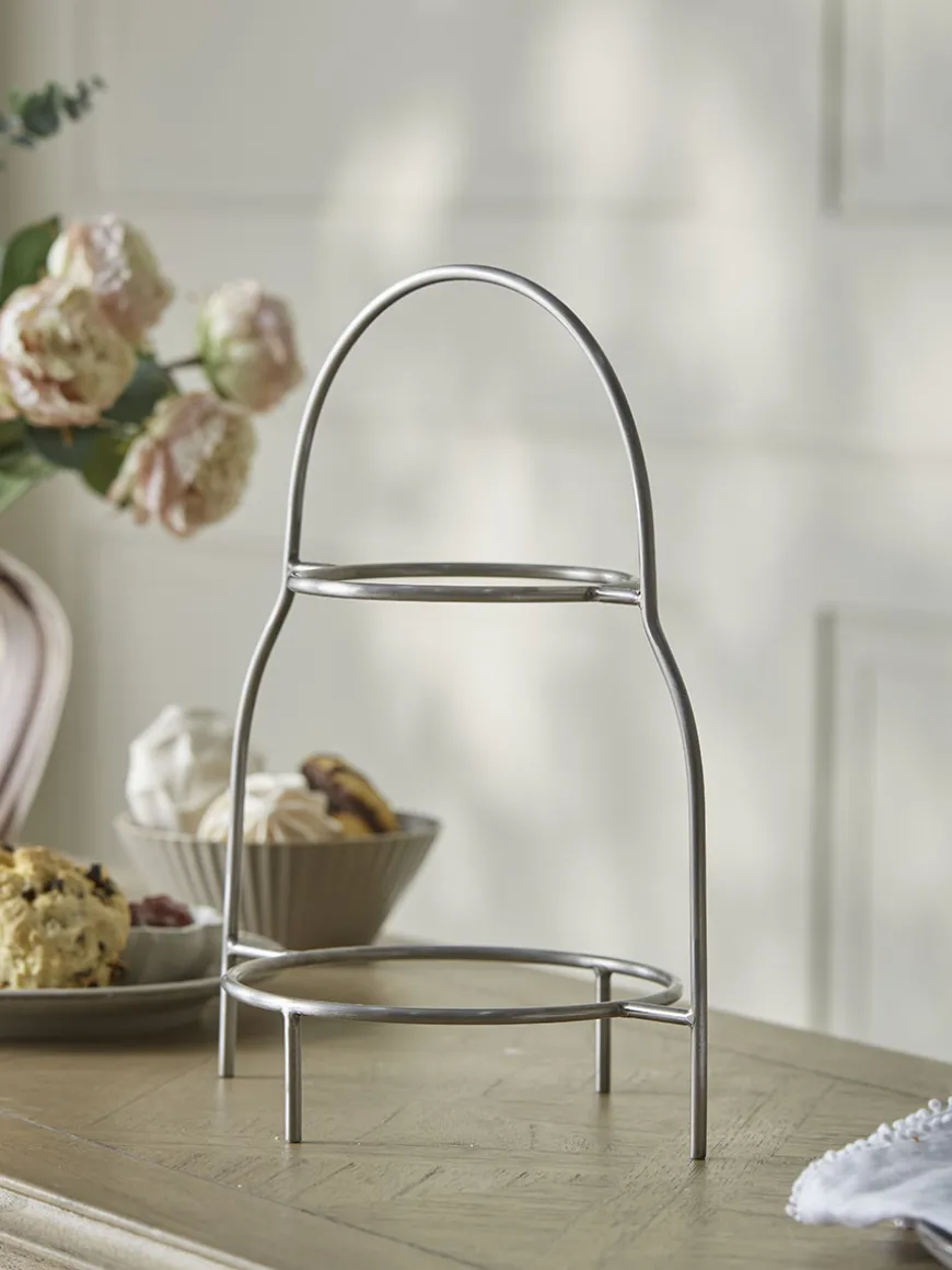 Two Tiered Cake Stand - Nickel