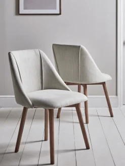 Two Upholstered Dining Chairs - Stone