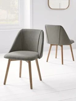 Two Upholstered Dining Chairs - Grey