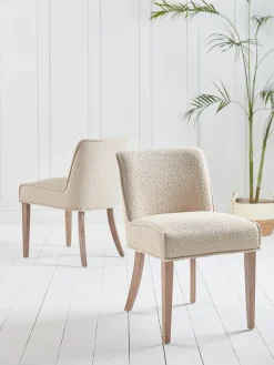 Two Upholstered Linen Dining Chairs