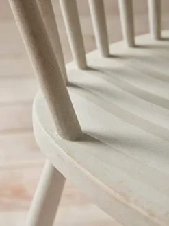 Two White Spindleback Dining Chairs