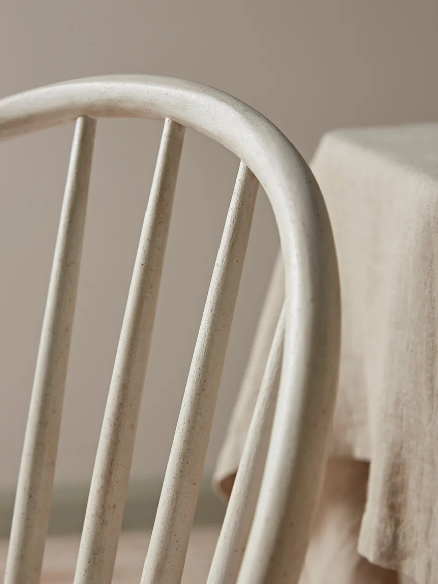 Two White Spindleback Dining Chairs