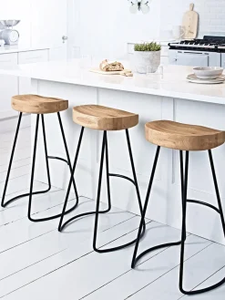 Weathered Oak & Metal Counter Stool