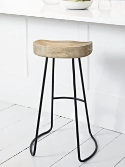 Weathered Oak & Metal Stool