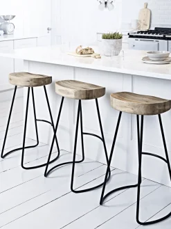 Weathered Oak & Metal Stool