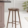 Weathered Oak Counter Stool - Walnut Effect