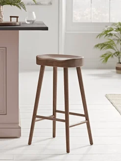 Weathered Oak Counter Stool - Walnut Effect