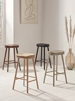 Weathered Oak Counter Stool - Walnut Effect