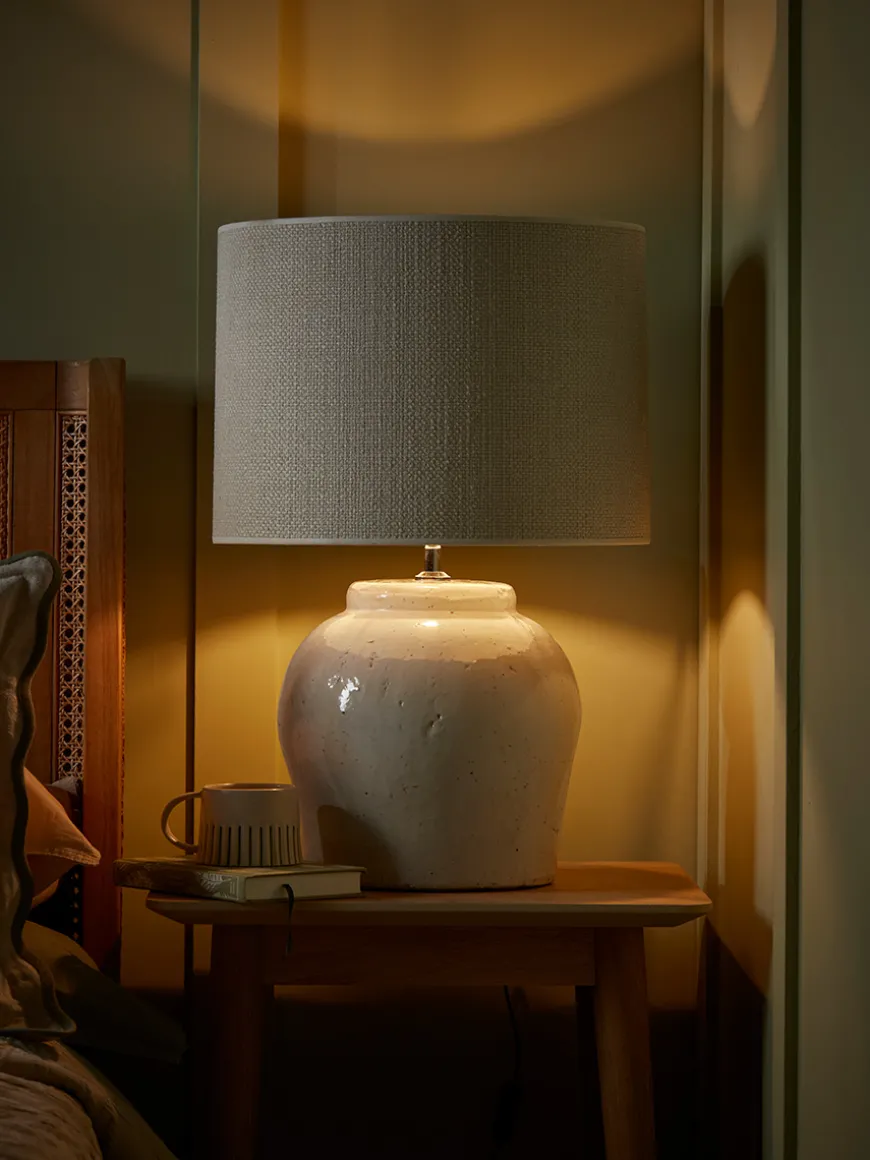 White Glazed Table Lamp - Large