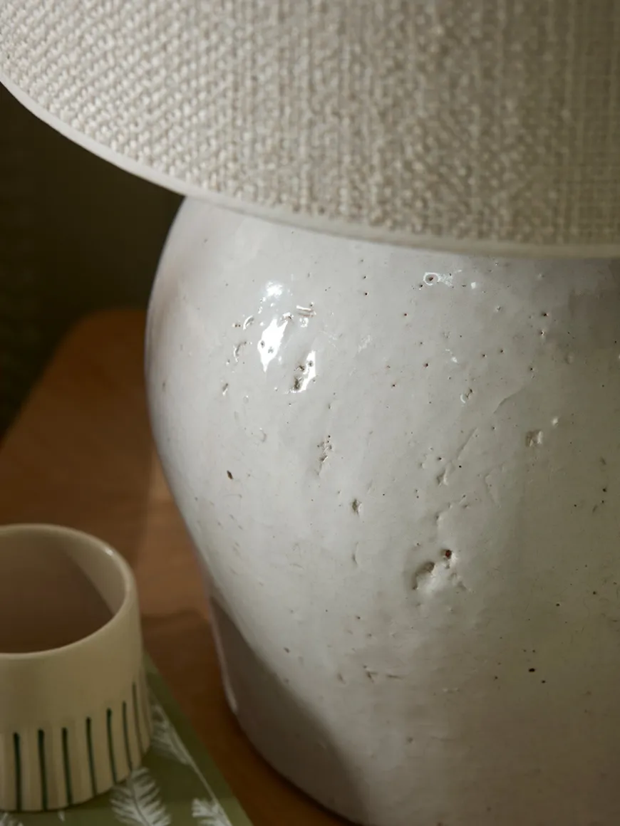 White Glazed Table Lamp - Large