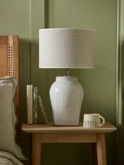 White Glazed Table Lamp - Small
