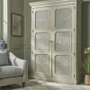 White Rattan Display Cabinet