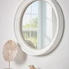 White Ribbed Round Mirror