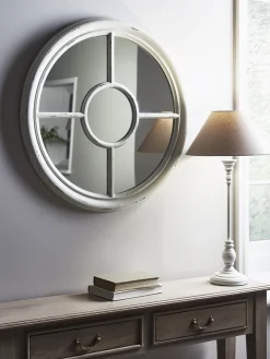 White Round Window Mirror